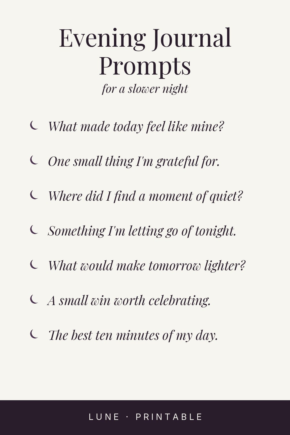 Evening journal prompts printable page