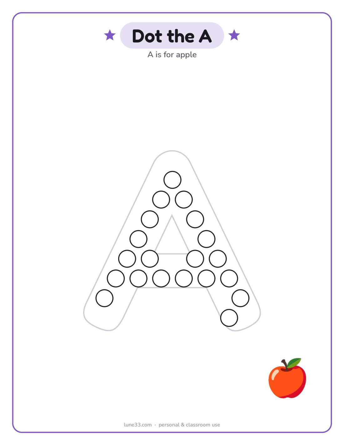 Dot the letter A, from the free sample